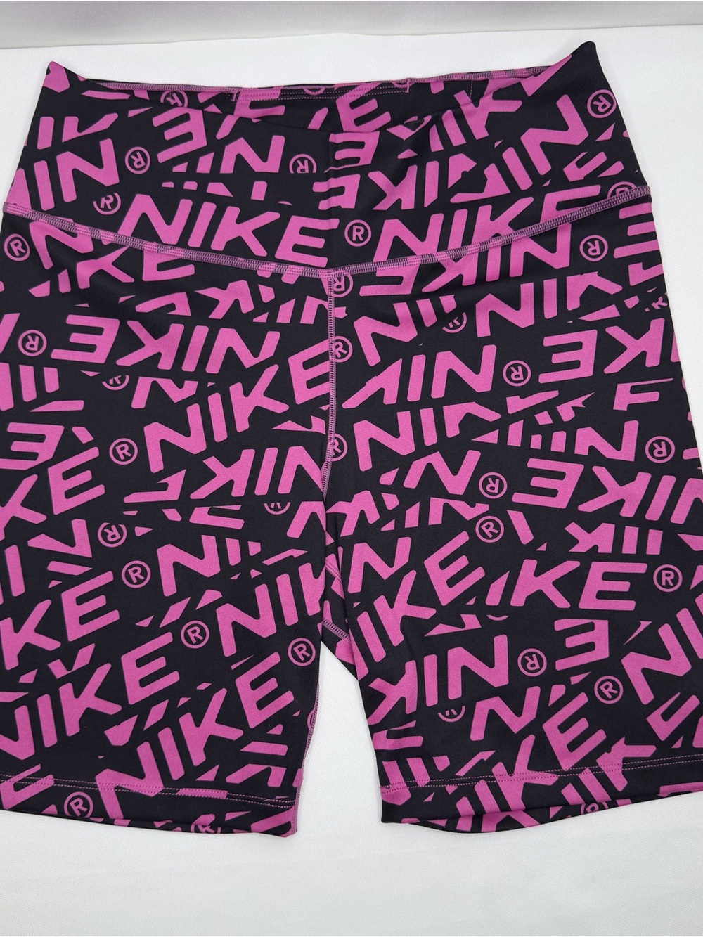 Nike Black Bike Shorts with Pink Logo Print